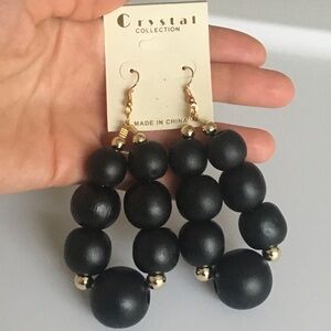 Crystal Collection Chunky Wooden Beaded Earrings